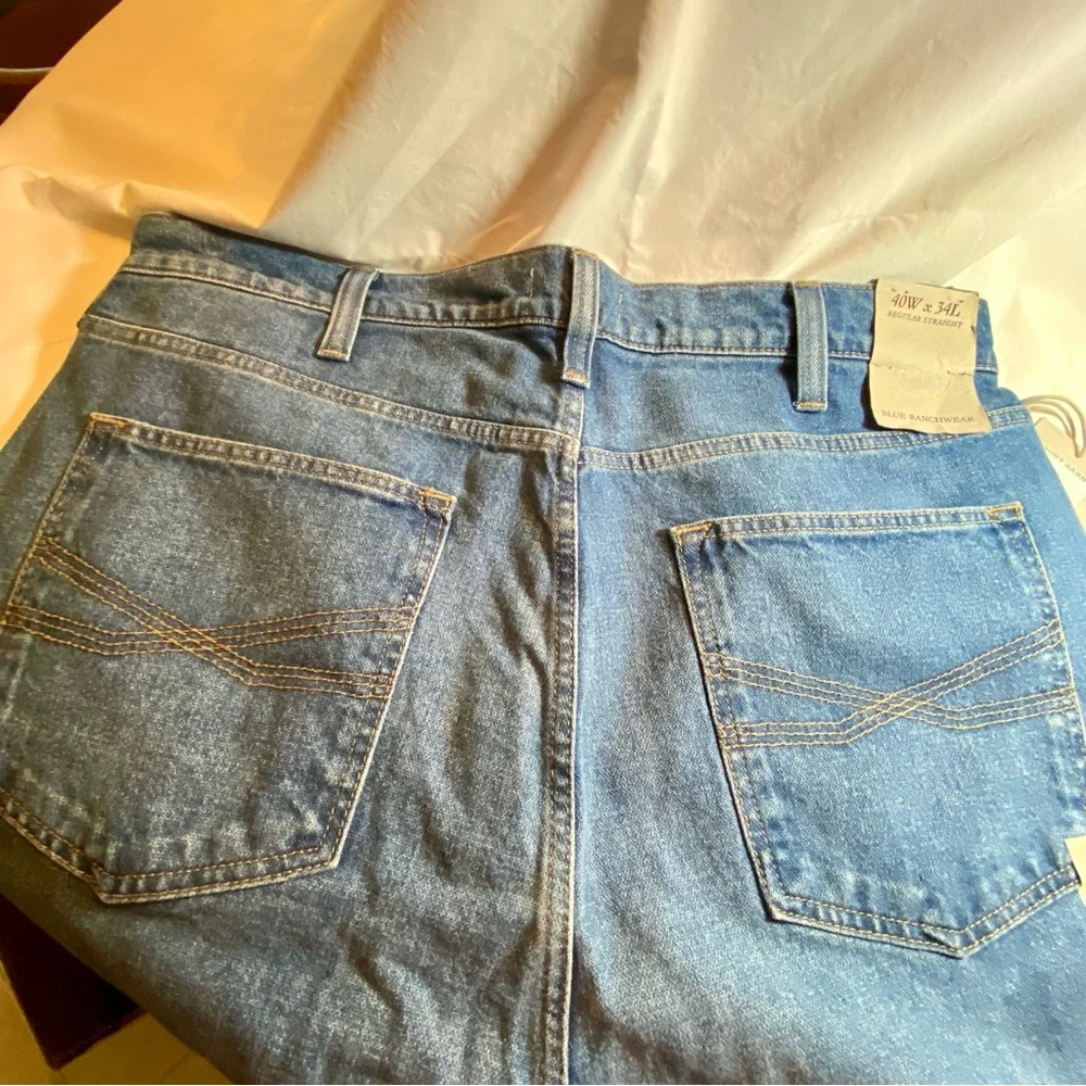 Blue Ranchwear men’s regular straight jeans 40x34 NWT - Picture 5 of 12